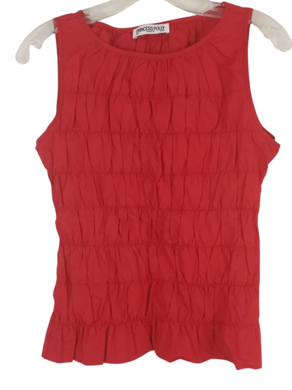 Princess Polly Marleene Red Sleeveless Boat Neck Shirred Tank Top Womens 6